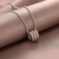8423 pink zirconia slim waist steel color necklace