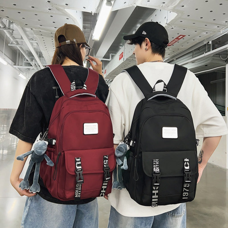 School bag for boys, junior high school students, large-capacity lightweight backpack, simple texture backpack, night safety reflective backpack