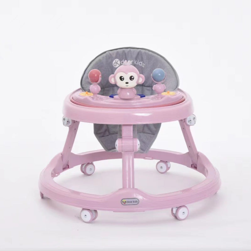 Monkey baby toy baby walker wear-resistant silent wheel baby walker multi-function anti-rollover hand push learning line