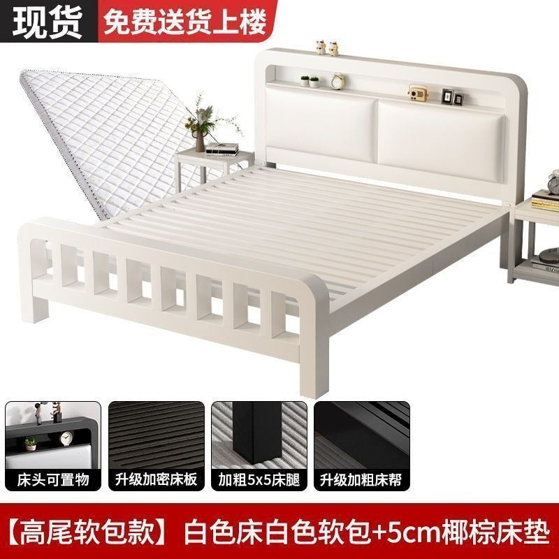 Iron frame bed double bed for home1.5 iron bed reinforced thickened1.8 economical kids single bed iron bed bedroom