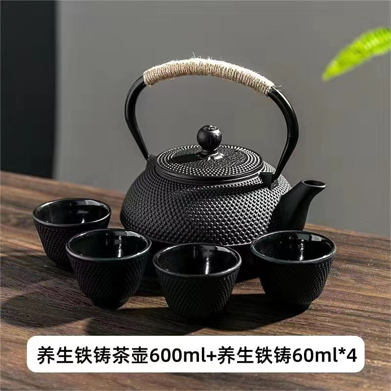 Iron kettle small ding cast iron teapot wholesale stove tea pot retro japanese style water kettle tea set suit wholesale
