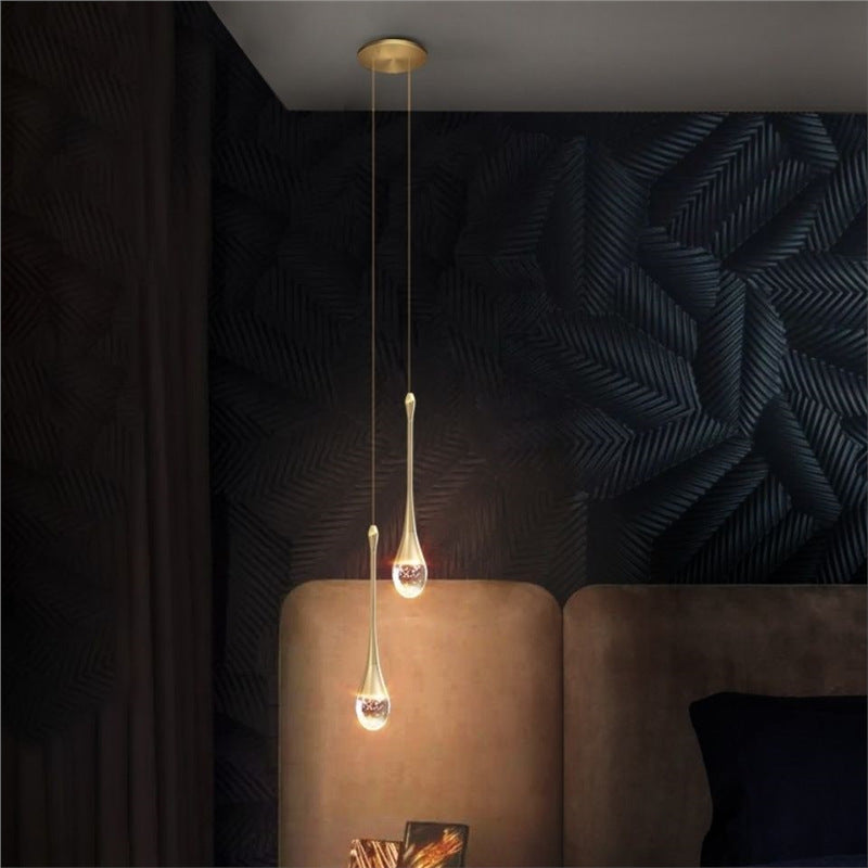 Gold powder water drop bedside small chandelier accessible luxury normcore tv background wall window bar crystal chandelier