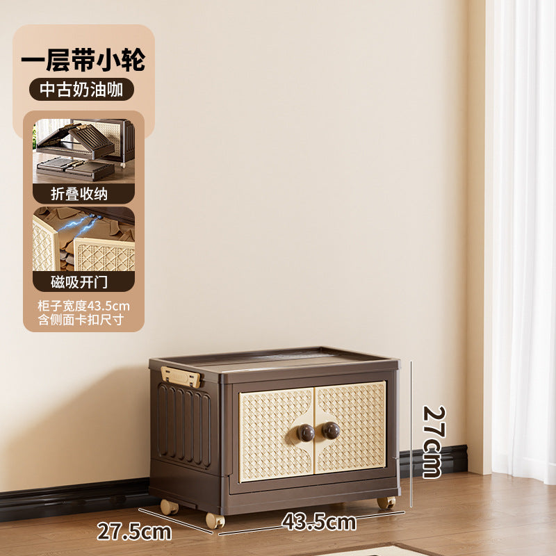 Cabinet folding storage box double door household clothing locker sorting medium and ancient style retro multi-layer storage furniture