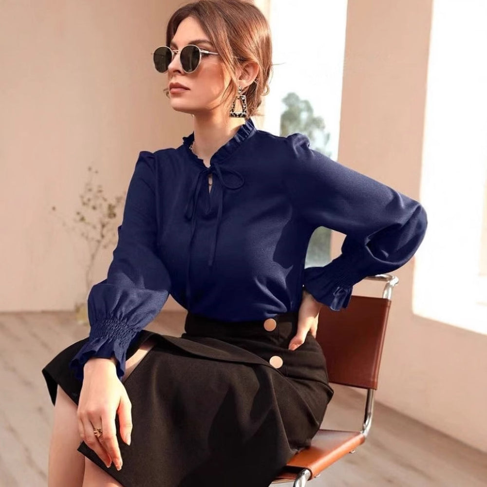 Amazon cross-border women's satin shirt spring and summer new arrivalexport  independent site long sleeve shirt