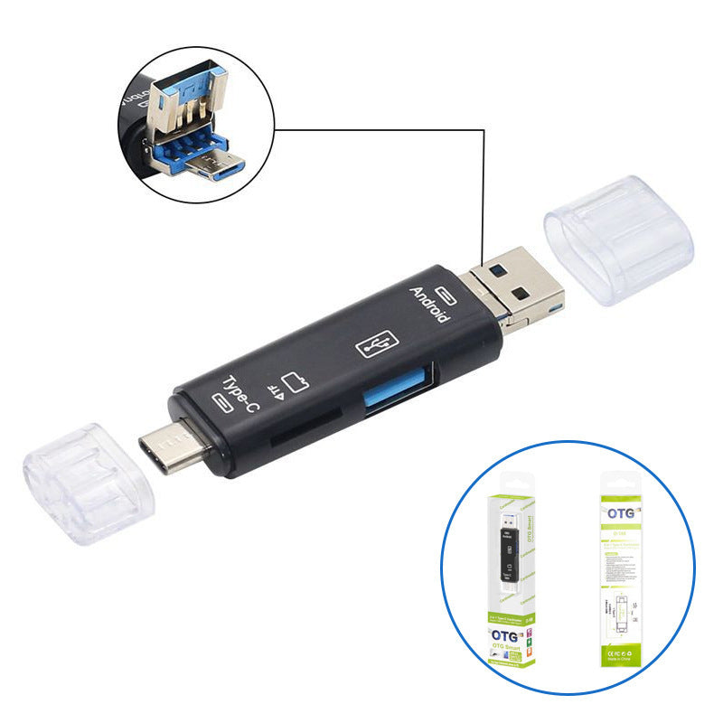 Type-c card reader tf android usb to otg 2.0 adapter - multifunctional 5-in-1