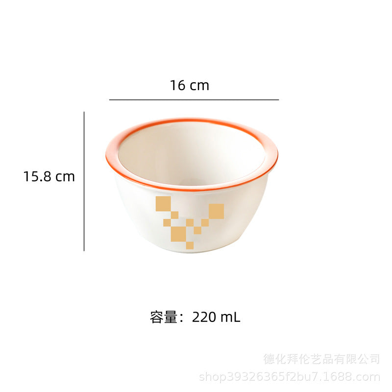 Ins scandinaviancasual style grids geometric fragments creative design color block paint bowl stylish color ceramic bowl