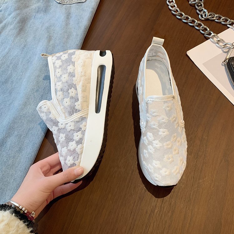 women's fashion flat heel hidden wedge mesh breathable casual flats - supports cross-border platforms and dropshipping