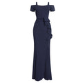 e-commerce: plus-size women's sexy, figure-flattering, slit evening gown with a fishtail train, suitable for , , and the african market
