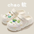 New arrival crocs women's couple style nurse outwear outdoor shit feeling toe-cap beach sandals slippers thick sole men's shoes