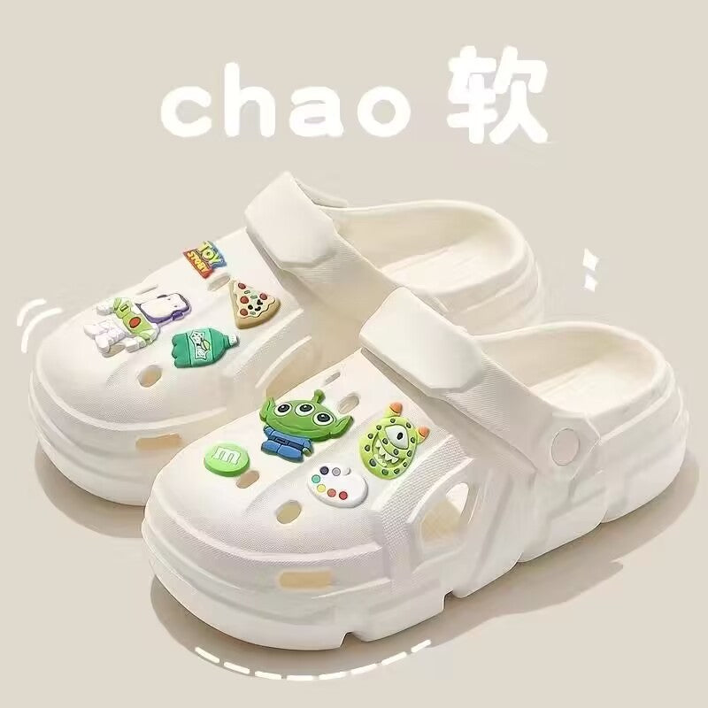 Summer clogs women's cartoon outwear 2024new arrivalthick solecouple beach outdoor baotou sandals men