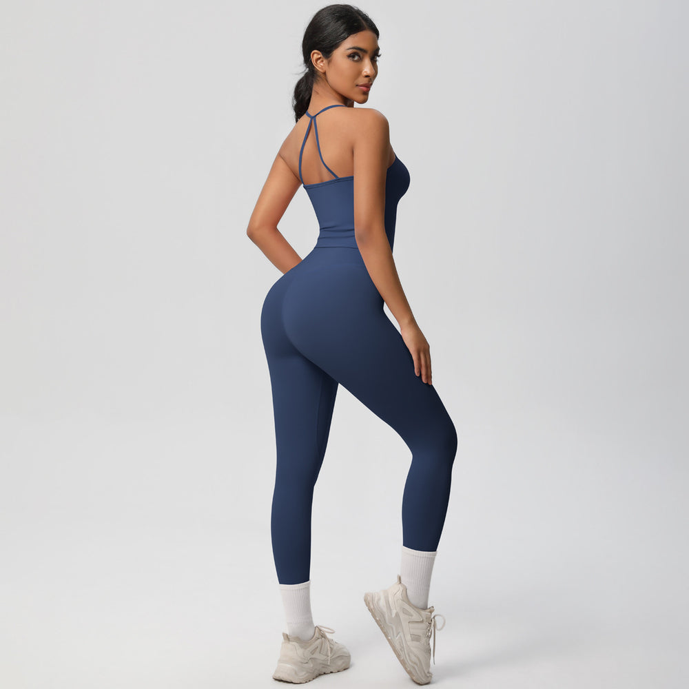 European and american nylon brushed quick-dry yoga outfit sexy backless tight sports bra set outdoor running fitness apparel