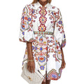 cross-border e-commerce european and american women's clothing: new summer bohemian ethnic print lantern sleeve dress