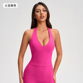 Deep v neckhalter style vest female sexyshortbackless free bra fitness yoga wear topsyg-1006