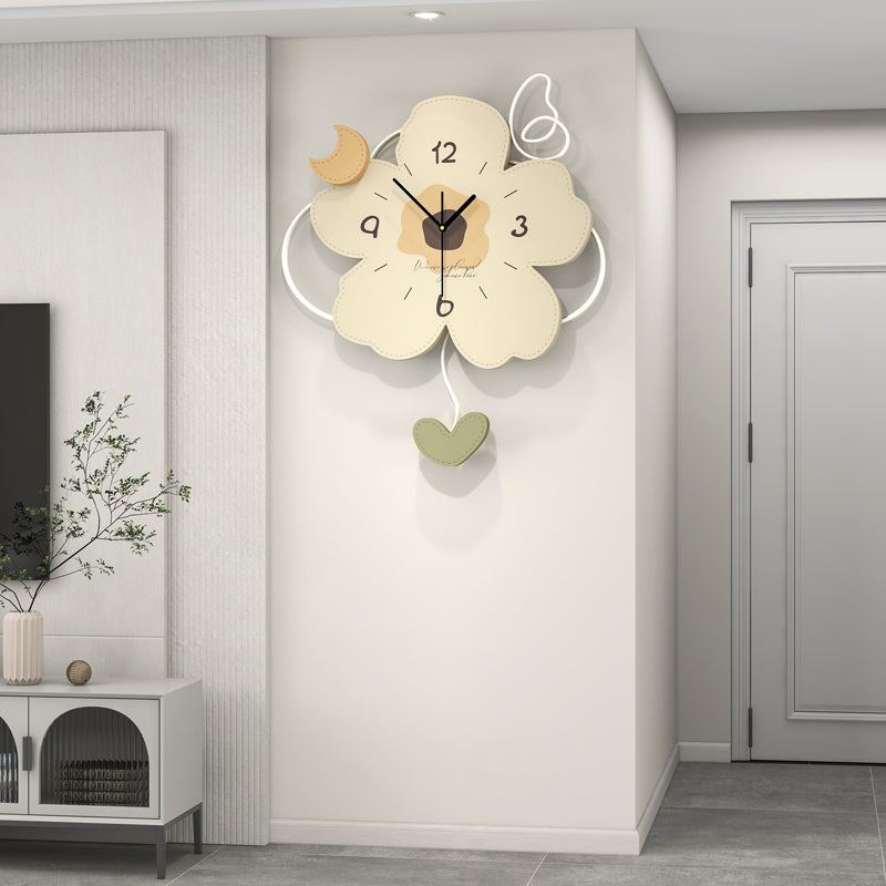 Clock wall clock living room Internet celebrity home lighting decoration home fashion creative clock wall cream wind advanced sense