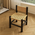 Rattan stool retro stool high-looking backrest coffee table stool solid wood shoe changing stool casual modern for home living room stool
