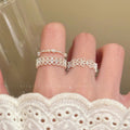 Palace style lace zircon open ring accessible luxuryniche style design classy sense index finger ring elegant ring for women