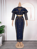 Fashion cross-border new arrival african  plus size women's dress fashion hot diamond beaded high waist hip skirt