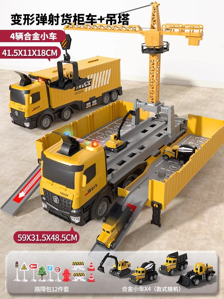 Kids' container crane construction vehicle toy - excavator car for boys, ages 3-6