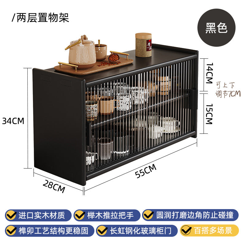 Solid wood bay window cabinet storage locker household balcony renovation window sill antique bookshelf Japanese dust-proof bookcase
