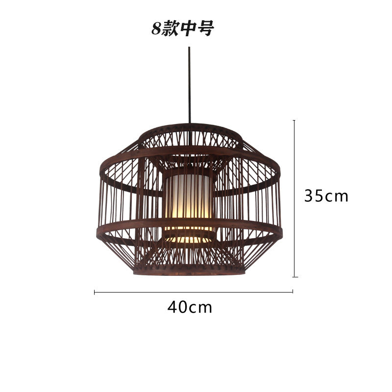 Bamboo woven bamboo art chandelier creative antique Japanese personality retro Zen tea house hotel restaurant box bed and breakfast chandelier