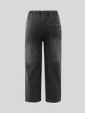 Exportgirljeans black distressed ripped pants loosestraight-legloose pants handsome autumkids pants