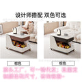 Movable sofa side table, vintage style rolling cart coffee table, height adjustable folding small apartment home living room furniture