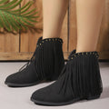 new arrivalretro  frosted short boots women's pointed toe bootsplus size tassel rivet western cowboy boots