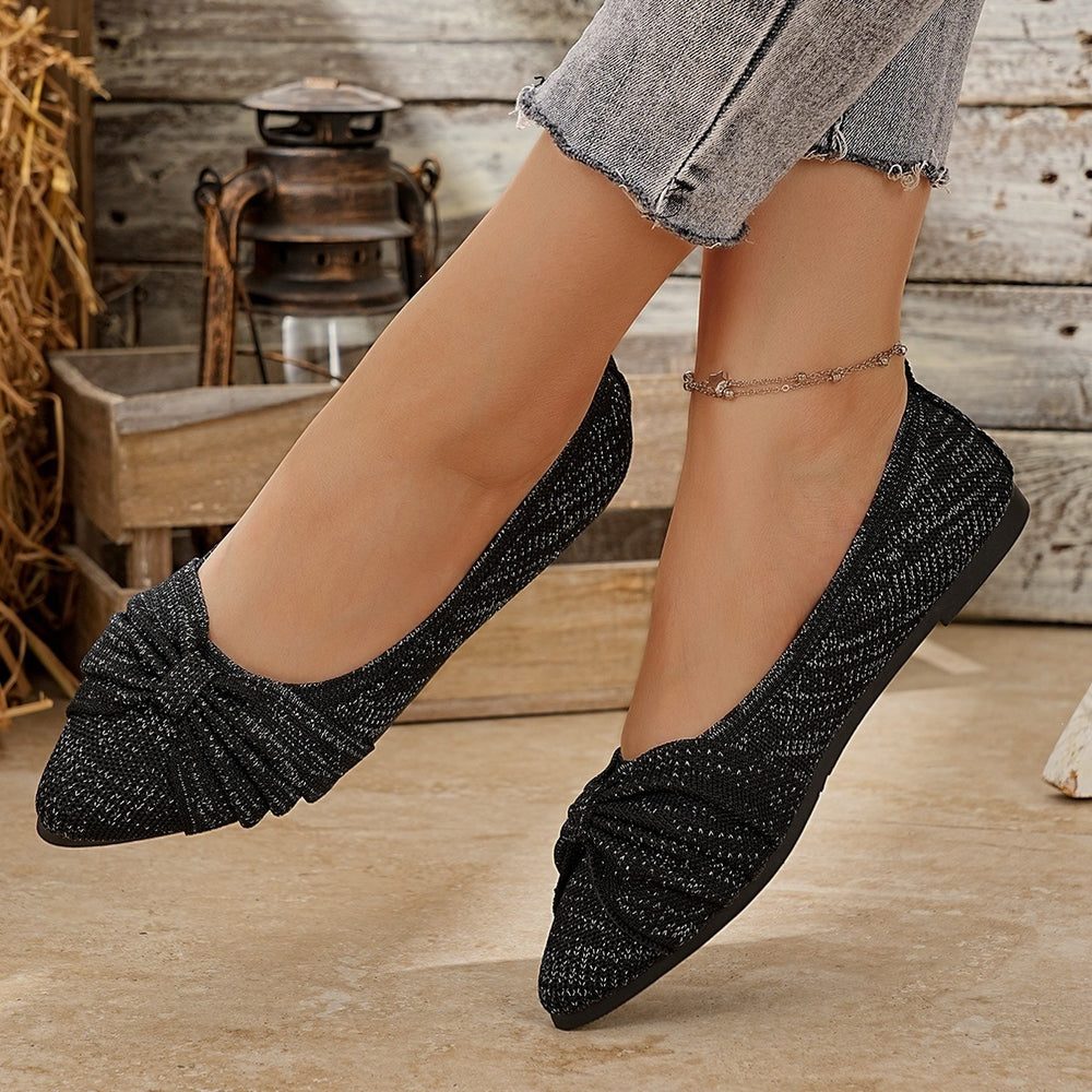 Export  spring new pointed toe bow slip-on flats casual versatile lightweight comfortable low-cut shoes