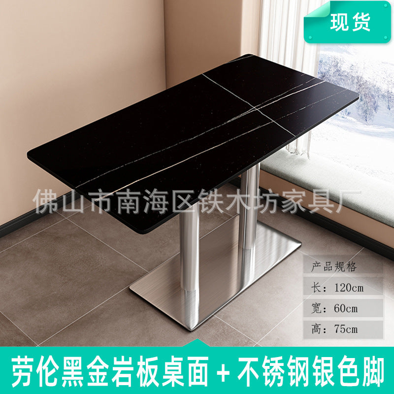 Customized commercial slate dining table simple table bar milk tea fast food restaurant canteen rectangular table apartment negotiation table and chairs