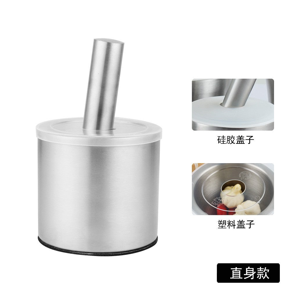 304 stainless steel garlic pounder round grinding jar pounder mold stone mortar pounder with cover medicine mortar