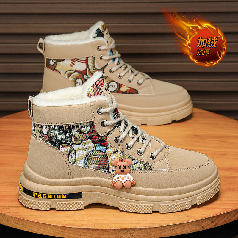 Boots men's high top 2025new arrivalwinter men's shoes fleece-linedthickenedheattech snow cotton shoes men's workwear boots men's