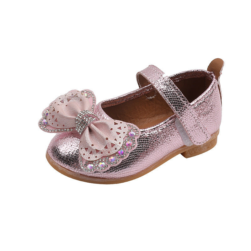 New girls' leather shoes princess shoes baby flats spring and autumn children's leather shoes soft sole baby girl square toe shoes low-cut shoes