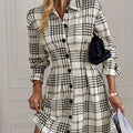 autumn european and american cross-border e-commerce: high-end french retro digital print new shirt dress