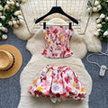 French-style bandeau top & midi skirt set - women's summer slim-fit two-piece outfit for a sweet and spicy look