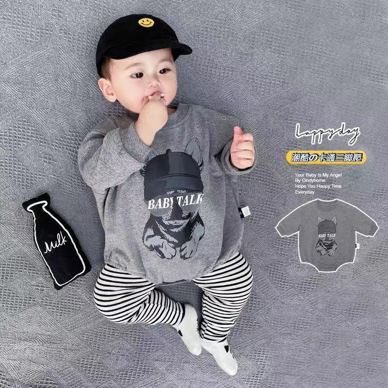 Infant spring autum cartoon fashion one-piece jumpsuit baby boy fashion newborn triangle outing romper suit