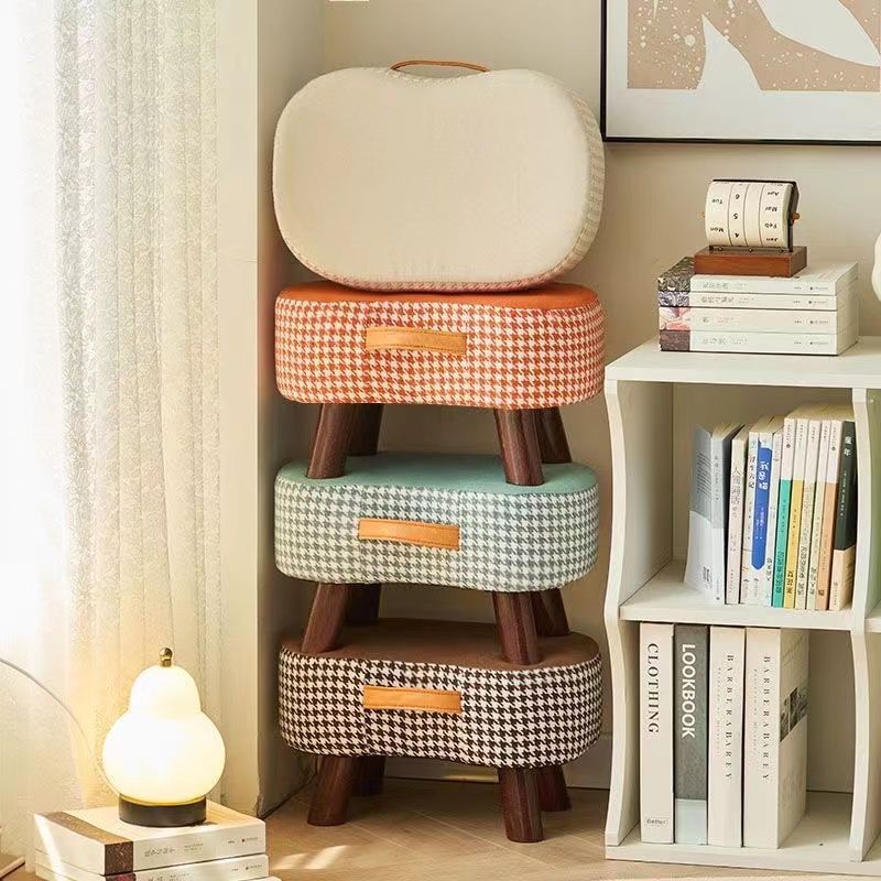 Small stool, shoe changing stool, living room sofa, footstool, coffee table, small stool, shoe changing stool, for home small bench, stacked solid wood