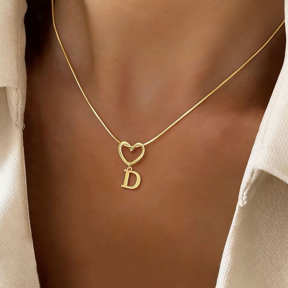 European and american cross-border temu hot-selling 26-letter heart necklace, stainless steel plated with 18k gold, non-fading jewelry