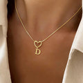 European and american cross-border temu hot-selling 26-letter heart necklace, stainless steel plated with 18k gold, non-fading jewelry