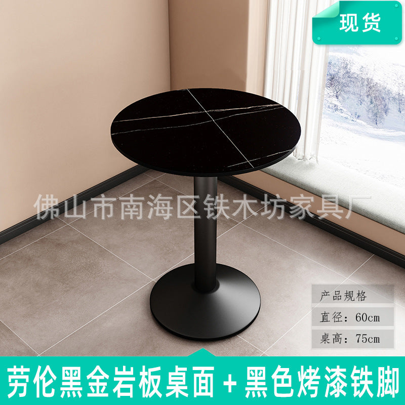 Customized commercial slate dining table simple table bar milk tea fast food restaurant canteen rectangular table apartment negotiation table and chairs