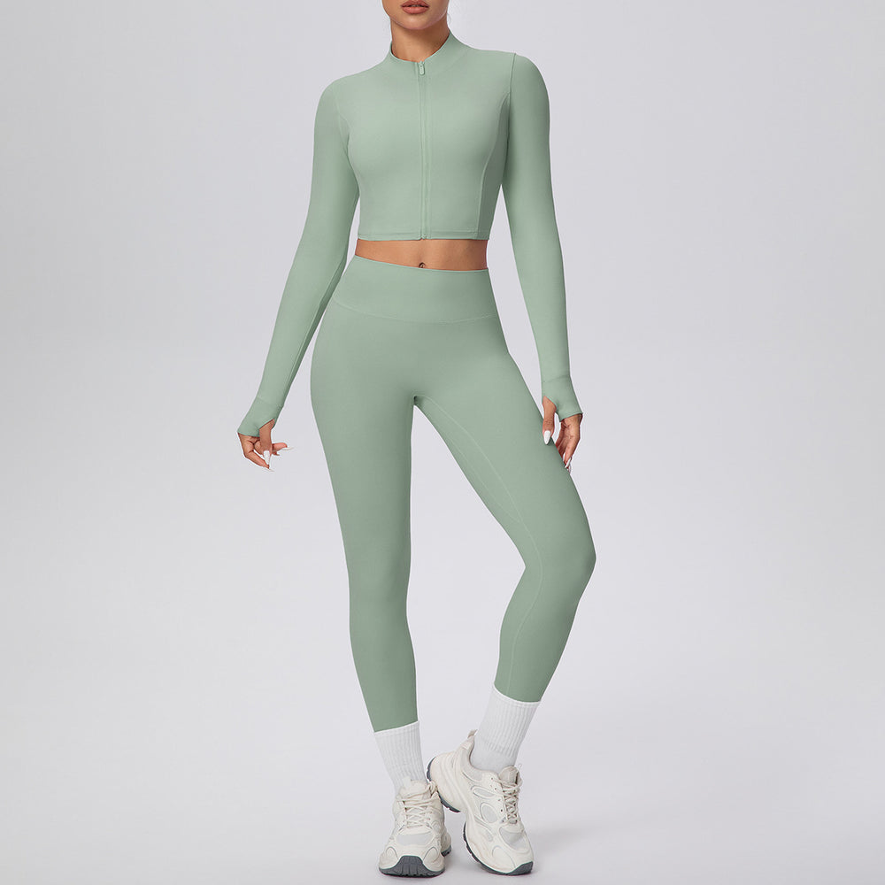 Cloud-feel outdoor compression yoga set for women - cropped high-waisted running workout outfit, quick-dry activewear two-piece set