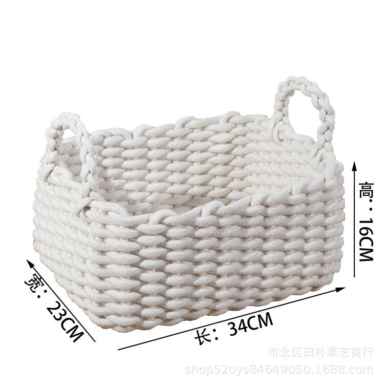 Cosmetics storage box Bear cotton rope woven storage basket Storage basket Skin care product storage finishing box Simple spot