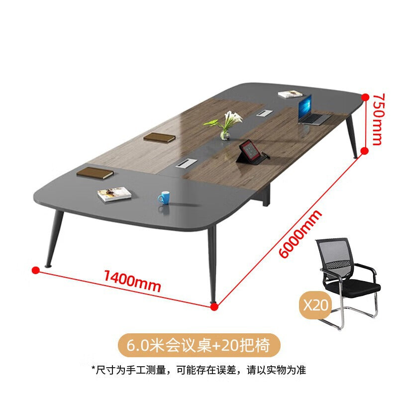 Saint-li rectangular conference table and chair set, training table and chair combination, rounded corner meeting office desk, reception desk
