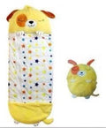 Kids' sleeping bag - foldable anti-kick quilt, children's sleeping bag with cartoon animal design and pillow