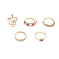 Wholesale alloy rings: european & american cross-border, niche, high-end jewelry - diamond-accented snake ring set, stackable women's accessories