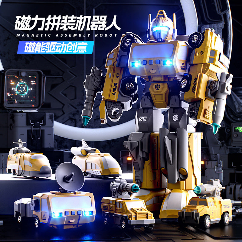 Guochao magnetic deformation robot assembly magnetic deformation autobot ejection cannon combined remote control toy gift