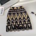Influencer-approved, instagram-worthy women's autumn skirt: chanel-inspired, fashion-forward, meticulously crafted with heavy-duty sequin embroidery, high-waisted, slimming a-line pencil skirt