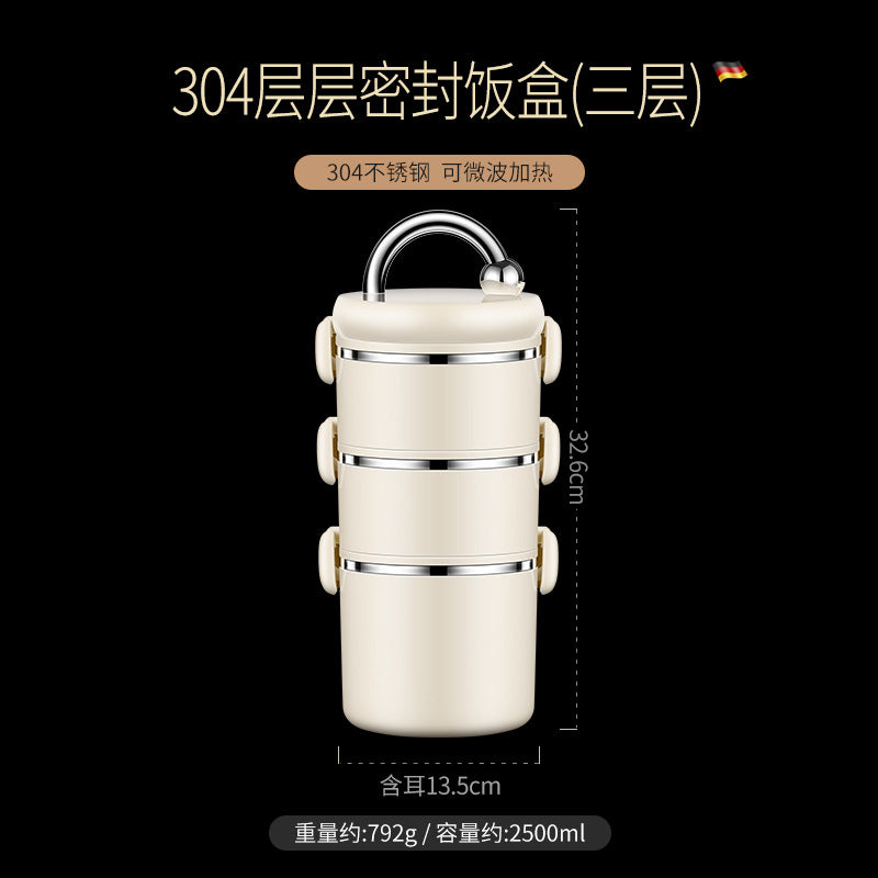 304 stainless steel thermal insulation lifting pot, portable thermal insulation bucket, portable for office workers, can be heated in microwave oven, multi-layer lunch box