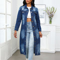 European and american denim jacket for women,  new  style distressed ripped jean jacket, fashionable washed denim outerwear