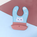 Baby tableware suitkidswaterproofpatchwork silicone bib baby cartoon eating special saliva pocket feeding