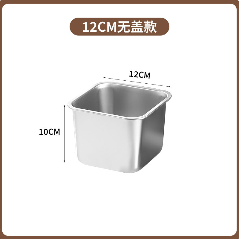 Stainless steel square container with lid - ideal for cafeteria, kitchen, seasoning, condiment, and commercial use - sauce dispenser, jam bowl
